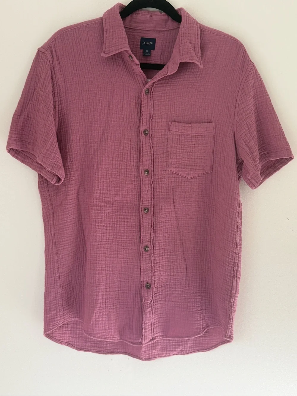 J. Crew Short-Sleeve Button-Down Shirt in Mauve